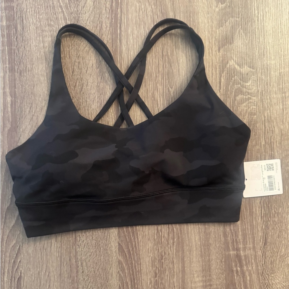 Lululemon Black Camouflage Energy Longline Sports Bra. Size 12. - Picture 10 of 15